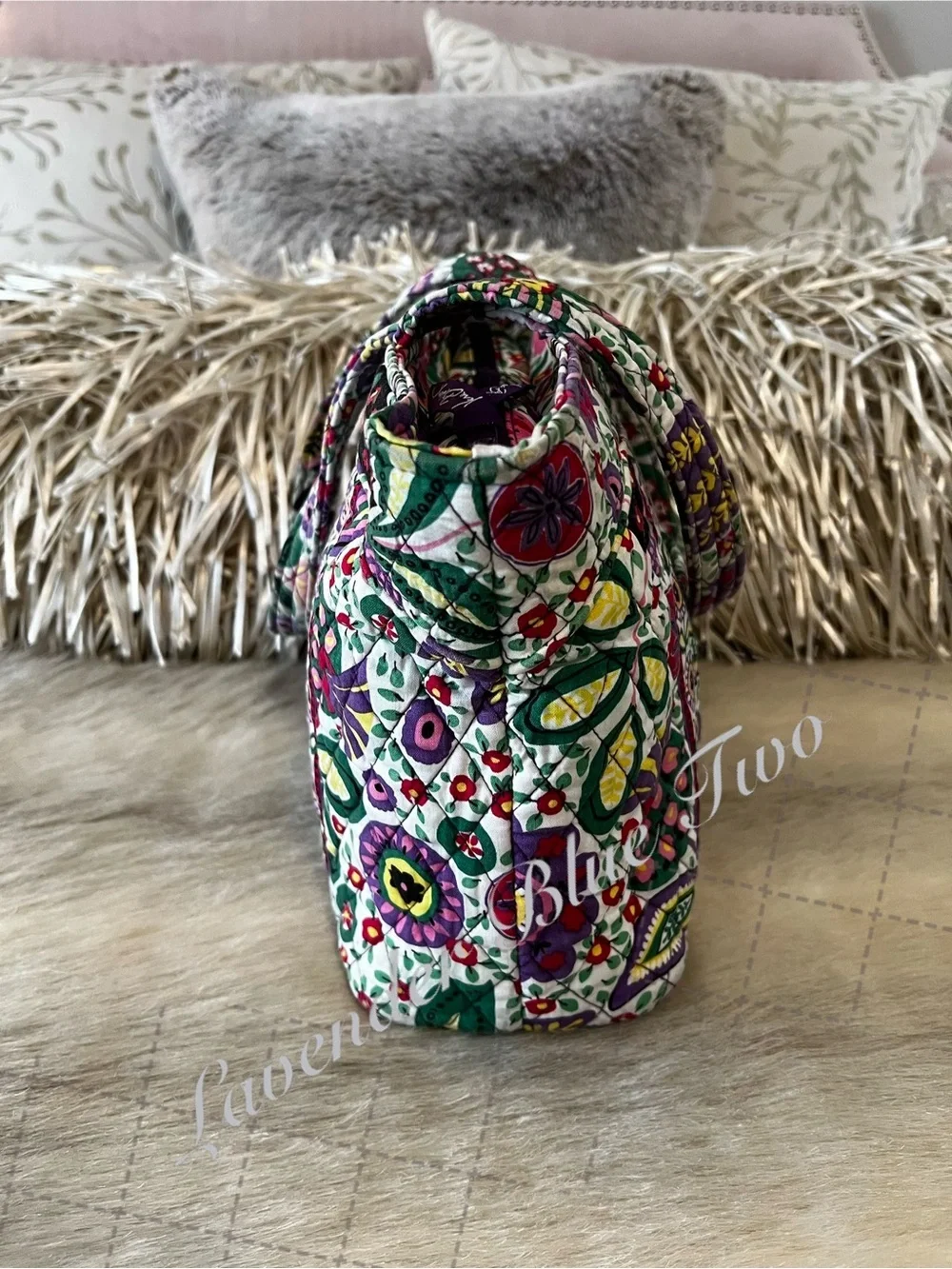VERA BRADLEY Viva La Vera 2011 Mandy Tote Purple Green Zipper Pockets Y2K Floral
